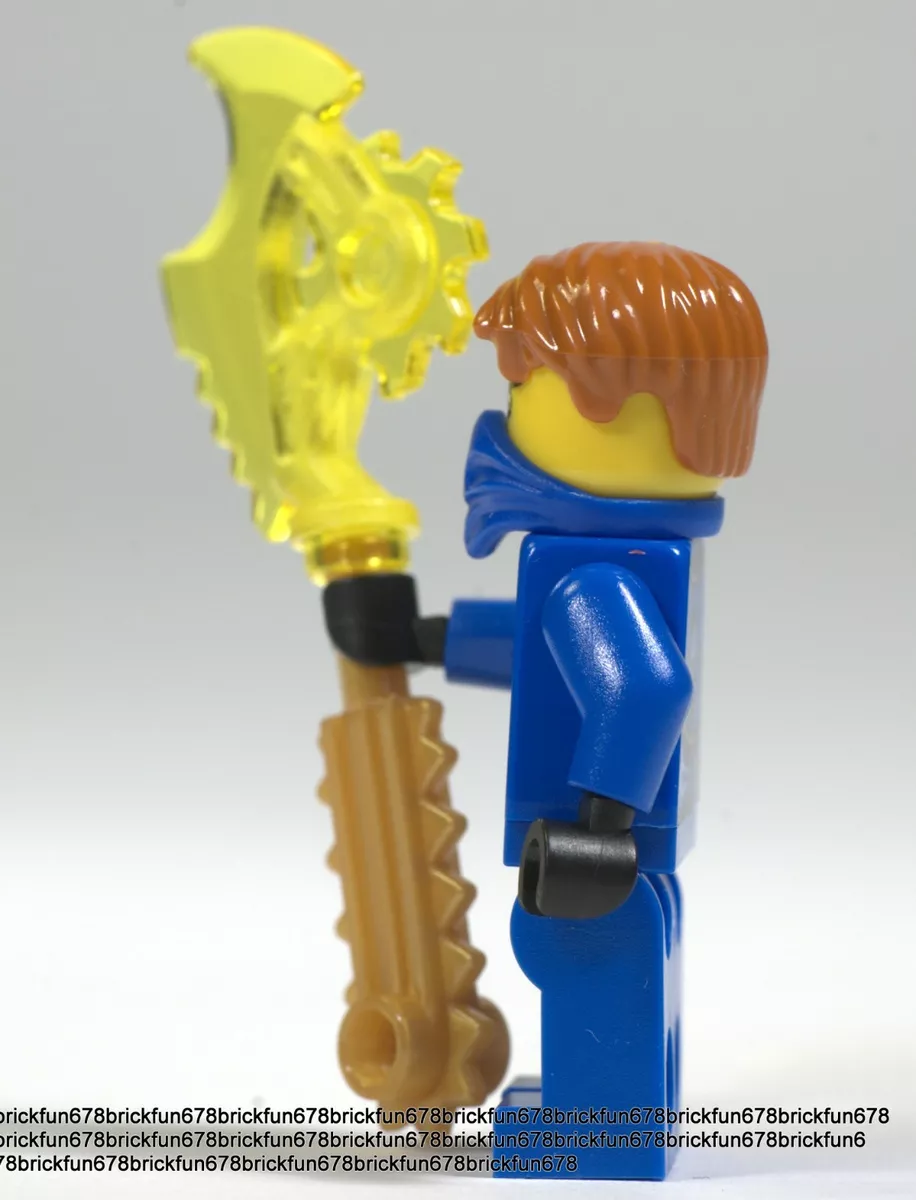 LEGO Ninjago Jay Rebooted minifigure with two golden swords and techno  blade.