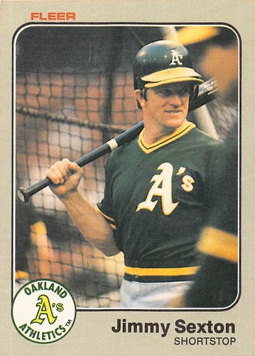 Tarjeta de béisbol Jimmy Sexton 1983 Fleer 533 Oakland Athletics - Imagen 1 de 2