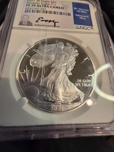 2021 W PROOF AMERICAN SILVER HERALDIC EAGLE NGC PF70 ULTRA CAMEO MOY SIGNED