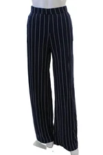 Baum Und Pferdgarten Womens Striped Pocketed Wide Legged Pants Blue Size L