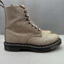 Dr. Martens 1460 Pascal Womens Size 7 Combat Boots Gold Fine Glitter Suede