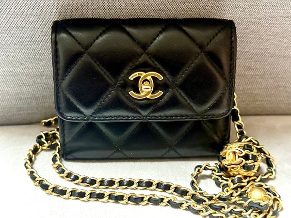 CHANEL AP2074CHANEL Mini Matelasse Chain Clutch Black Black