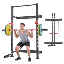 VEVOR Folding Power Cage Wall-Mounted Squat Rack Strength Training Workout Cage