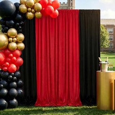 Red Black Backdrop Curtains 10x10 Ft Birthday Party Photography Drapes 4 PCS