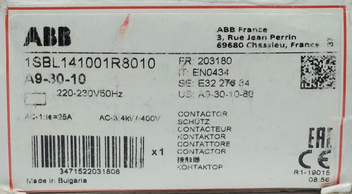 Contattore ABB A9-30-10 110V - 1SBL141001R8410, Nuovo, Aperto Ma Mai Usato