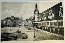 Alte Ak Leipzig Markt mit altem Rathaus 1935