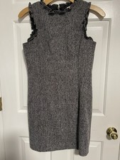 LOFT Ruffle Sleeveless Sheath Black & White Dress Size 10