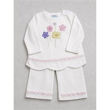 Y2K Miniwear toddler girl 3T 2 piece outfit loungewear white floral appliqu
