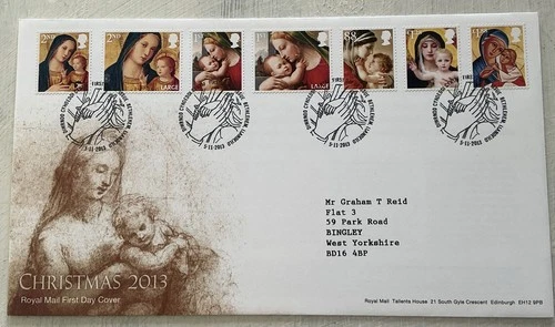 GB QEII 2013 Christmas Singles RM FDC Bethlehem Llandeilo Clasped Hands SHS