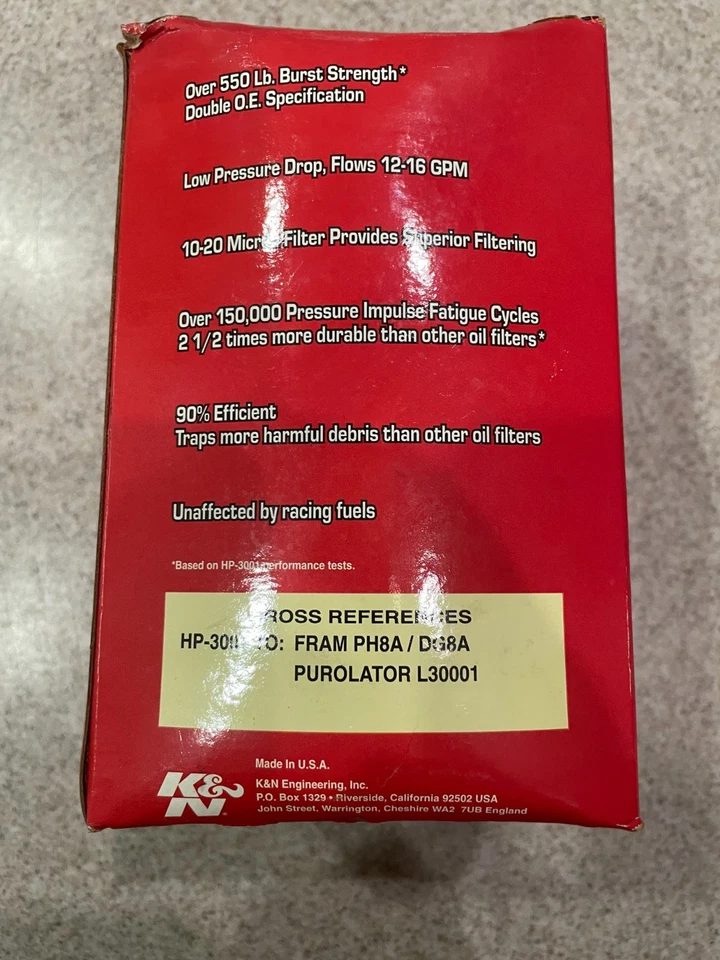 New K&N Performance Gold Oil Filter - HP-3001 - Replaces PH8A L30001 - Image 2 of 2