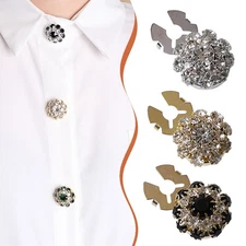 Decorative Metal Button Covers With Crystal Rhinestones Flower Design Reusable