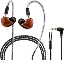 in Ear Monitor Headphones, HiFi Stereo IEM Earphones, No Mic, Wood Grain