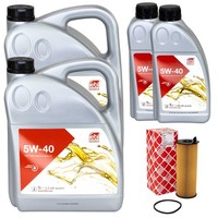 MotoröL Set Febi SAE 5W-40 12 Liter + ÖLfilter FüR Audi A8 4.0 TDI Quattro 4E2