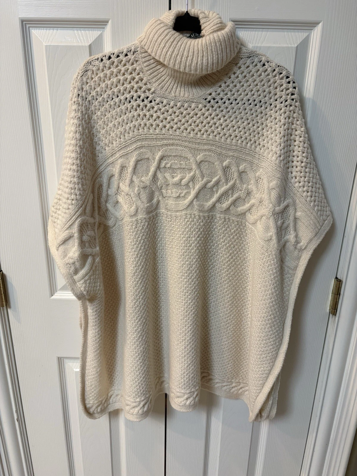 Lauren Ralph Lauren Women’s Wool-Alpaca Oversized Cable Knit Poncho Sweater OS
