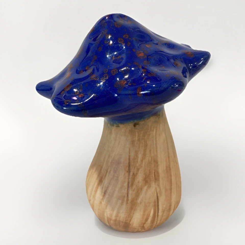 Глазурованный керамический грибной декор для помещений/улицы синий крапчатый причудливый/бохо-ядро - Изображение 3 из 4