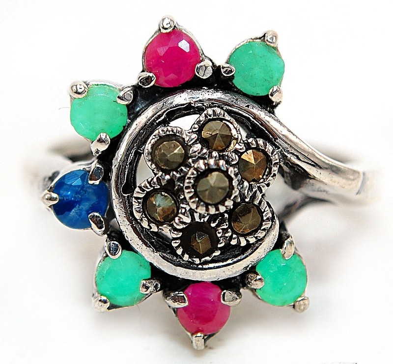 Heat Treated Green Tourmaline 925 Genuine Sterling Silver Ring Sz 7 NF1-2