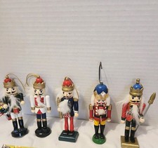 Enchanted Nutcrackers Set of 5 Wood Christmas Ornaments 5" Holiday Decorations