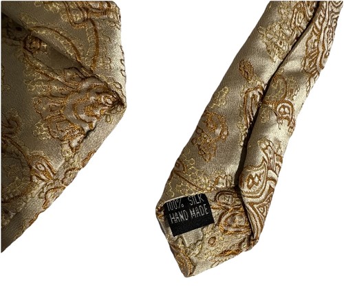 Emilio Ponti Tie Textured Paisley Golden Hues Handmade Silk NWT - Picture 8 of 10