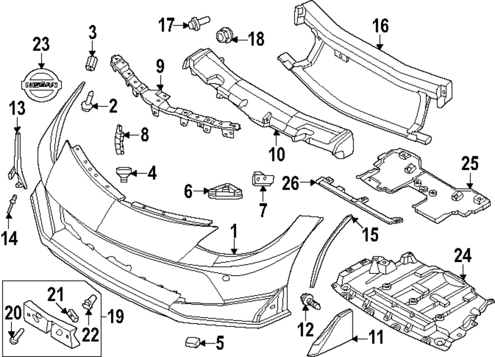 Genuine Nissan Bumper Trim 62086-6GR1A