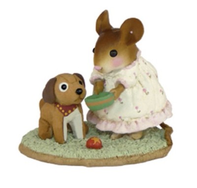Wee Forest Folk Doggie's Dish in Pink & White Dress M-357 Retired 2016