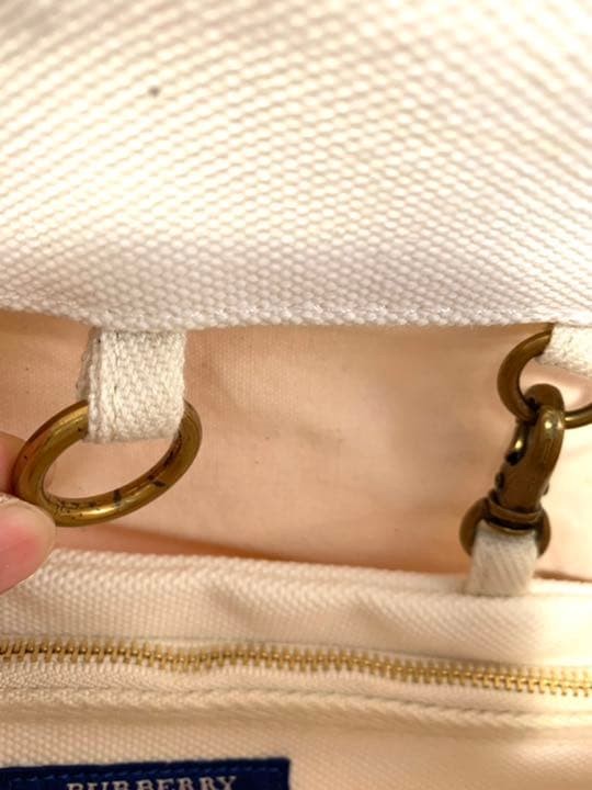 Burberry Blue Label Tote Bag Yellow Canvas Rope Handle Rare Design Japan New thumbnail 17