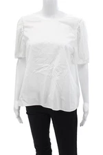 J Crew Womens Short Sleeve Scoop Neck Boxy Blouse Top White Cotton Size Large
