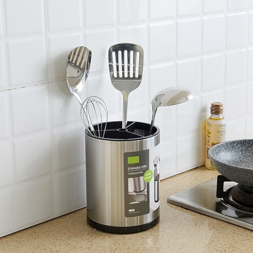 Extra Large and Sturdy Rotating Black Utensil Holder Caddy Rust Proof Kitchen - Picture 2 of 11