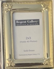 New Travel/Pocket 2x3 Photo Album Gold-Tone And Black Design Holds 40 Photos