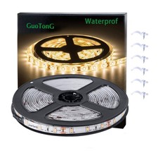Warm White LED Strip Lights, Waterproof Cuttable 300 SMD 2835 LED Tape, 6000K...