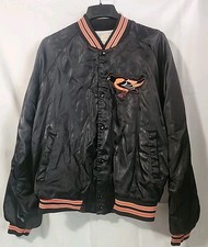 Vintage Chalk Line Baltimore Orioles Black Satin Bomber Jacket Size XL 80’s