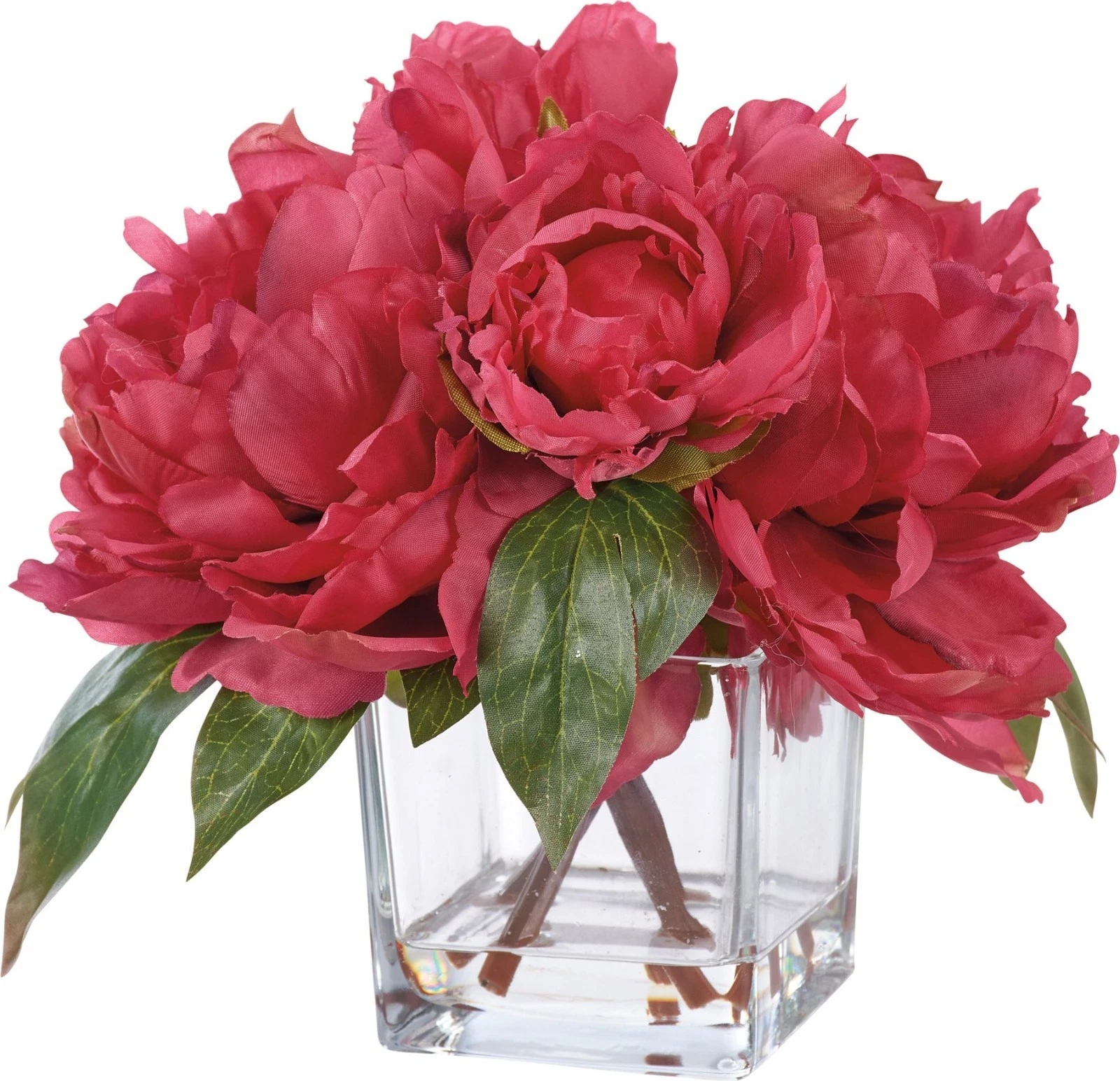 Red Peonies in Vase Silicone Filled for Water Effect 7.50" Diameter x 6.25"
