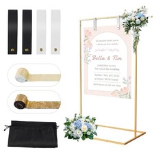 Wedding Welcome Sign Stand, Welcome to Our Wedding Sign Holder with Gold