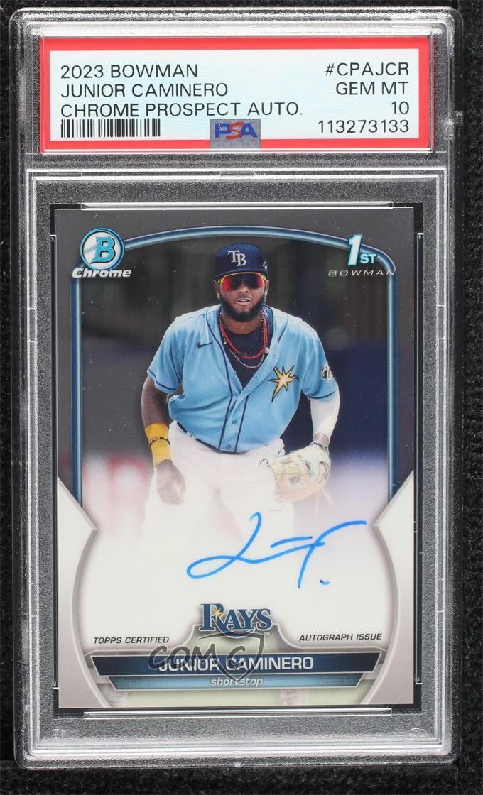 2023 Bowman Chrome Prospect Junior Caminero #CPA-JCR PSA 10 GEM MT Auto 6fs