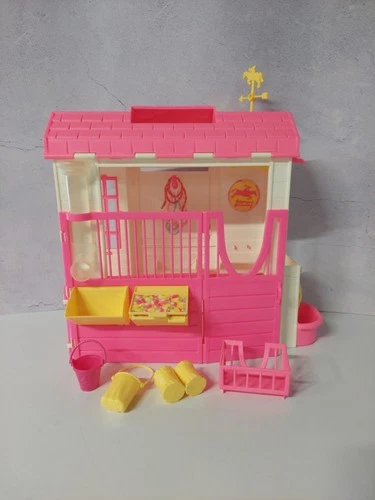 Vintage Barbie Feeding Fun Stable Barn Playset by Mattel With Accessories