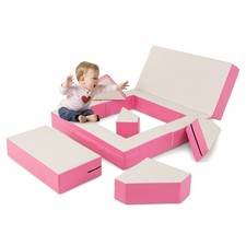 Children Modular 6-Piece Combination Sofa Set w/ PU Leather Cover for Playroom