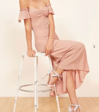 REFORMATION Women's Butterfly Dress Champagne Blush Pink Wedding Size 2 READ
