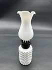 Vintage Carl Meyer Oil Lamp Milk Glass Hobnail Heisey Glass 8”
