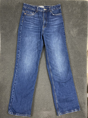 #ad ZARA Pants Womens Size 8 Blue High Rise Baggy Straight Leg Denim Jean Y2K $12.98
