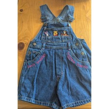 Rare Disney Pooh 100 Acre Collection Vintage Denim Shortalls Size 4