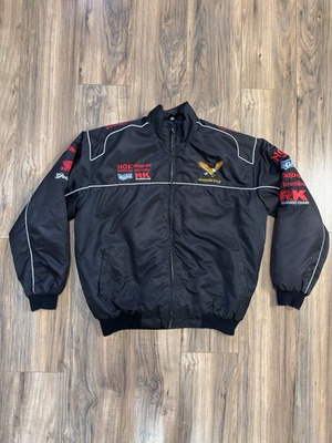 #ad Vintage Y2K 2000s HONDA Auto GoldWing Motorcycle Racing Black Biker Jacket 2XL $95.00