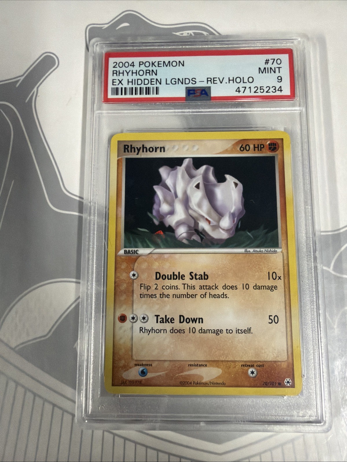 2004 POKEMON EX HIDDEN LEGENDS 46/101 RHYDON REVERSE FOIL PSA 9 Mint