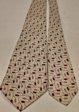 1940s 1950s Brocade Tan Burgundy Taupe Narrow Necktie