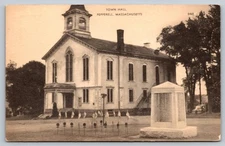 Vintage Pepperell MA Town Hall Postcard Sepia Tone Photolux