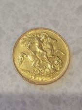 1912 Gold Half Sovereign Coin, King George v Era, George Dragon Design