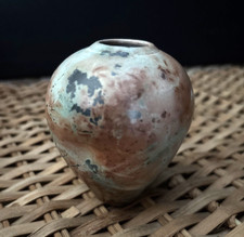 Hand-Signed JR Cooper GA Studio Pottery Vase 3.5" Dimpled Horsehair Raku Vase