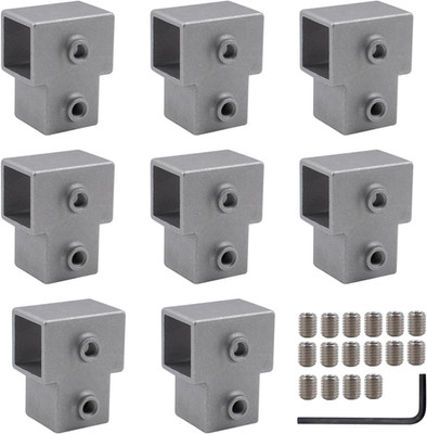 8-Pack 1'' Square Tube 3-Way T Connector Aluminum Alloy Fence Fitting