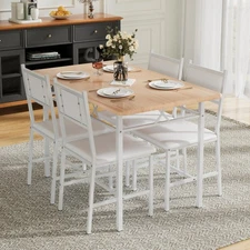 Dining Table Set for 4 with Chairs, 5-Piece Kitchen Table and Upholstered Pad...