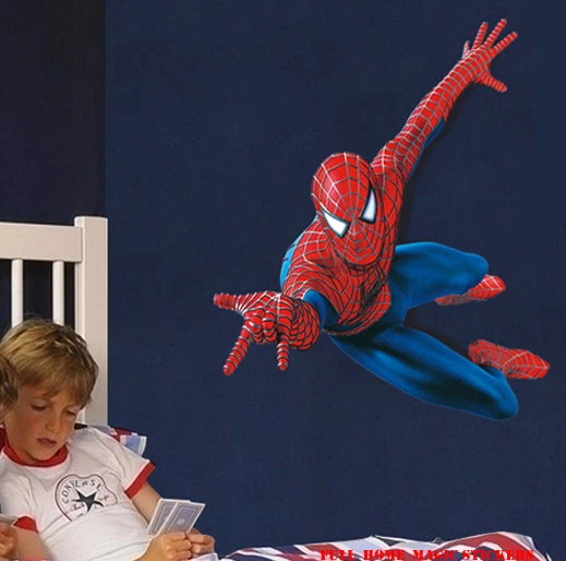 XL 110*90cm SPIDERMAN Wall Stickers Boys Bedroom Mural Wallpaper Art Decor