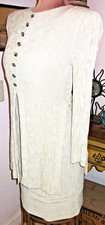 DANNY & NICOLE Layered CRINKLED Blend Tan White STRIPED Back Zip DRESS/Size 8
