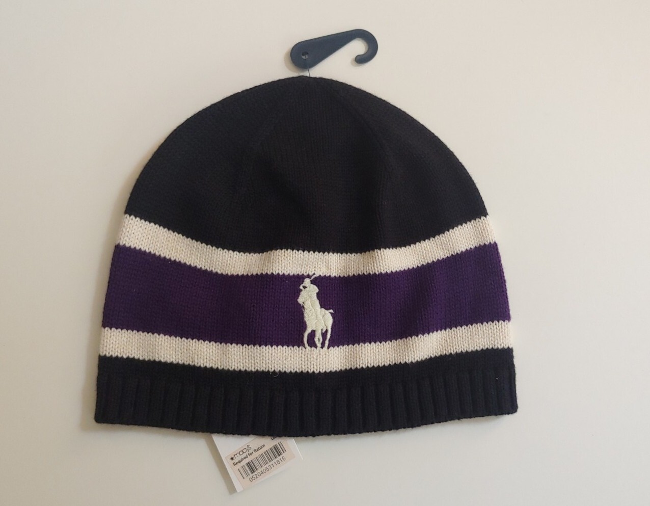 PONY Polo nuova con etichette Ralph Lauren bambini lana mista berretti grandi neri 8 20